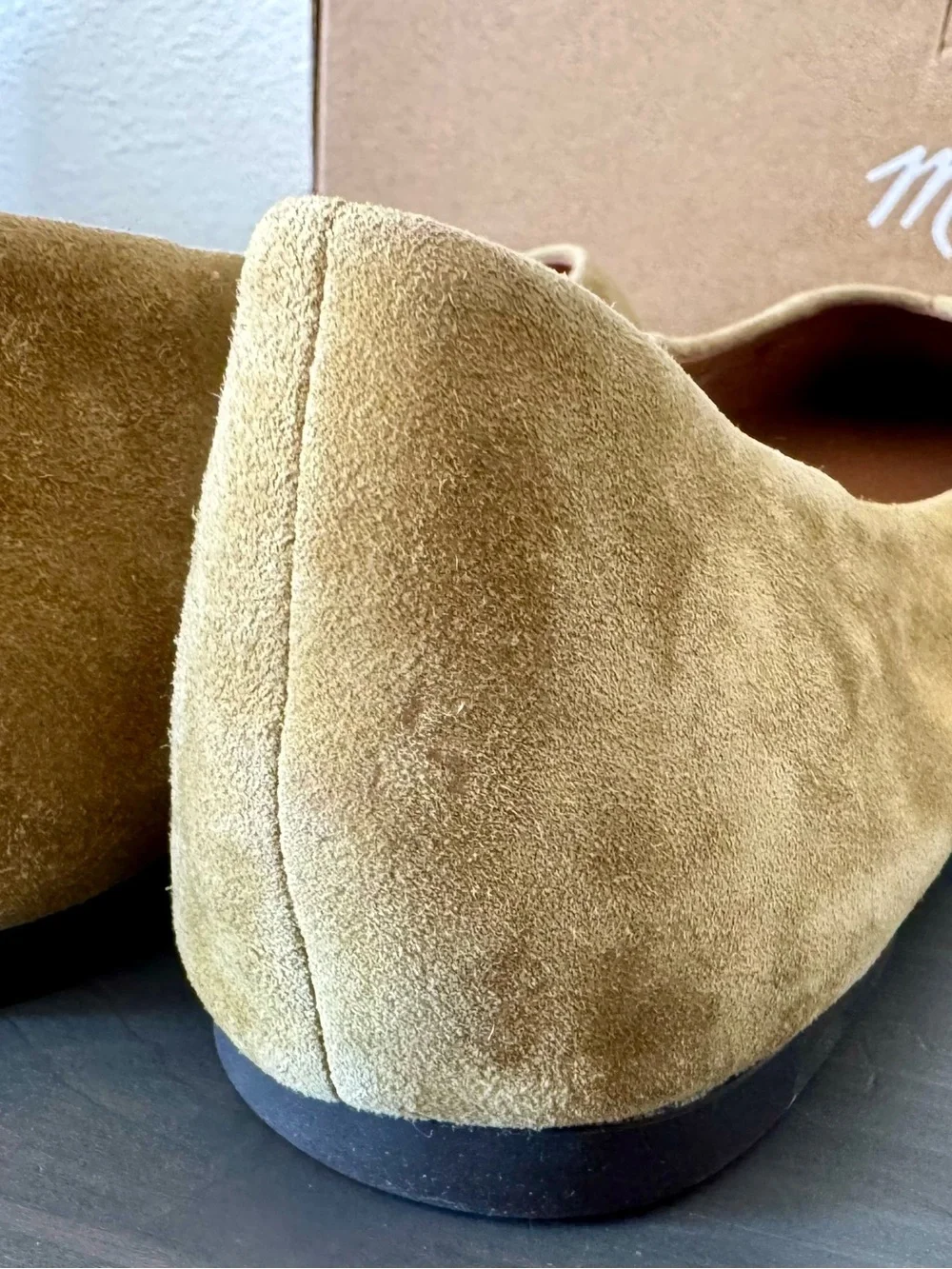Madewell Olive Suede Square-Toe Ballet Flats size 7.5 New with box